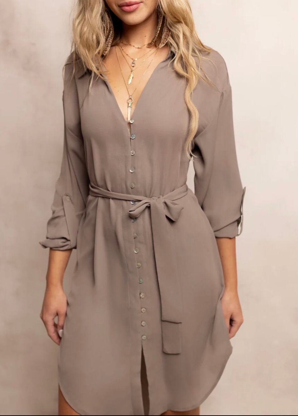 Joyfolie Janine Dress in Taupe Women's Size XS